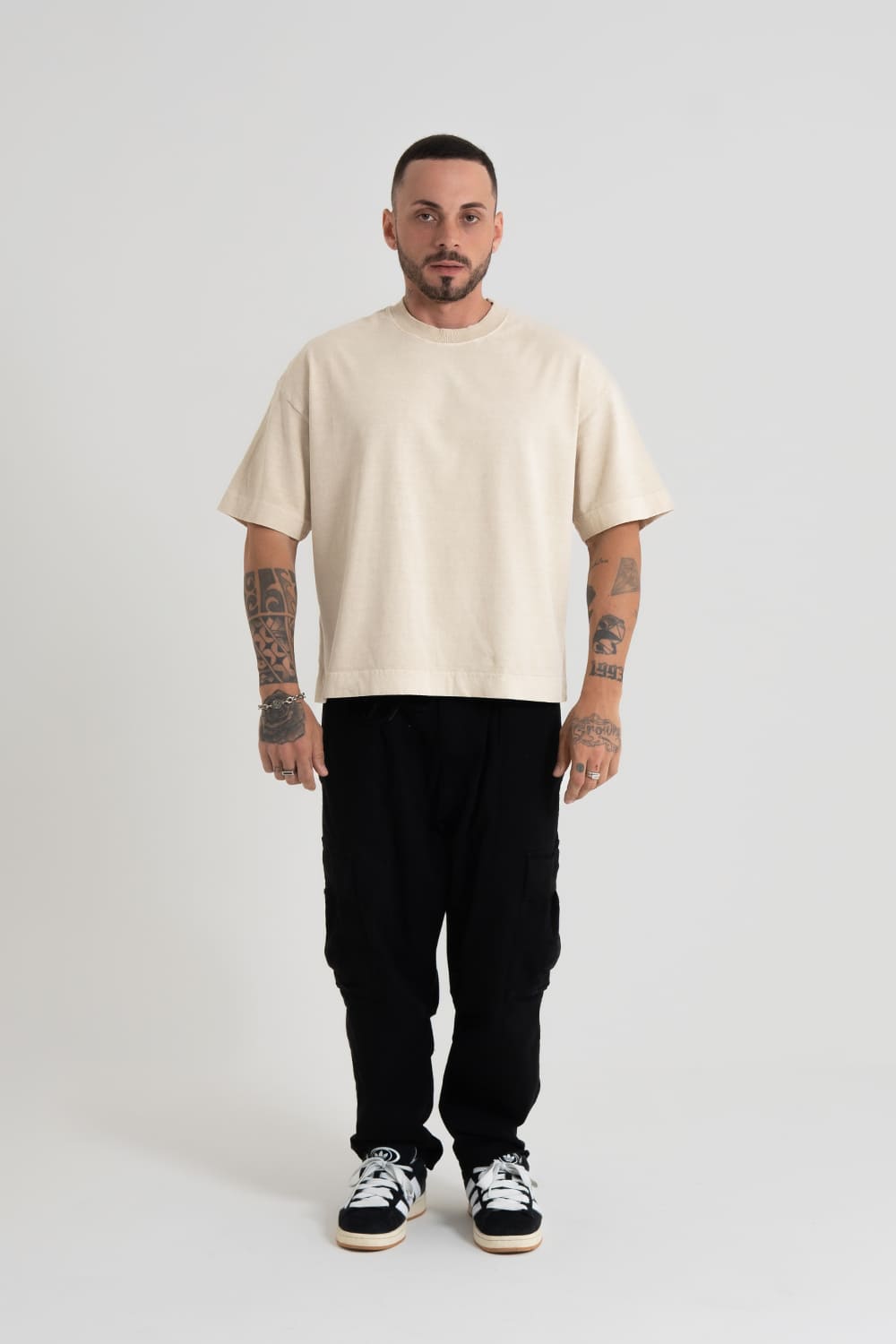 ￼Camiseta Heavy oversized Boxy - Marfim