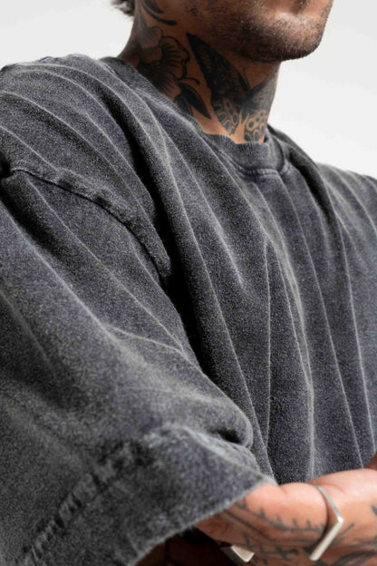 Camiseta Heavy Oversized - preto marmorizado