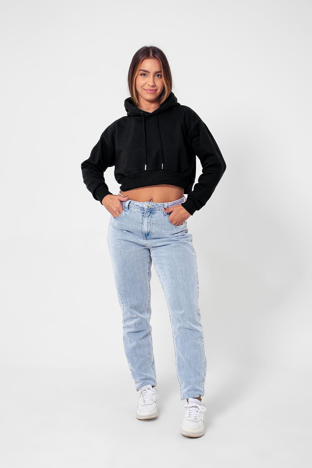 Cropped Moletom feminino 2 Cabos - Preto