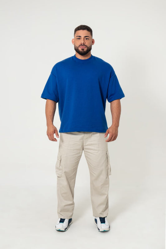 Camiseta Oversized Moletom - azul