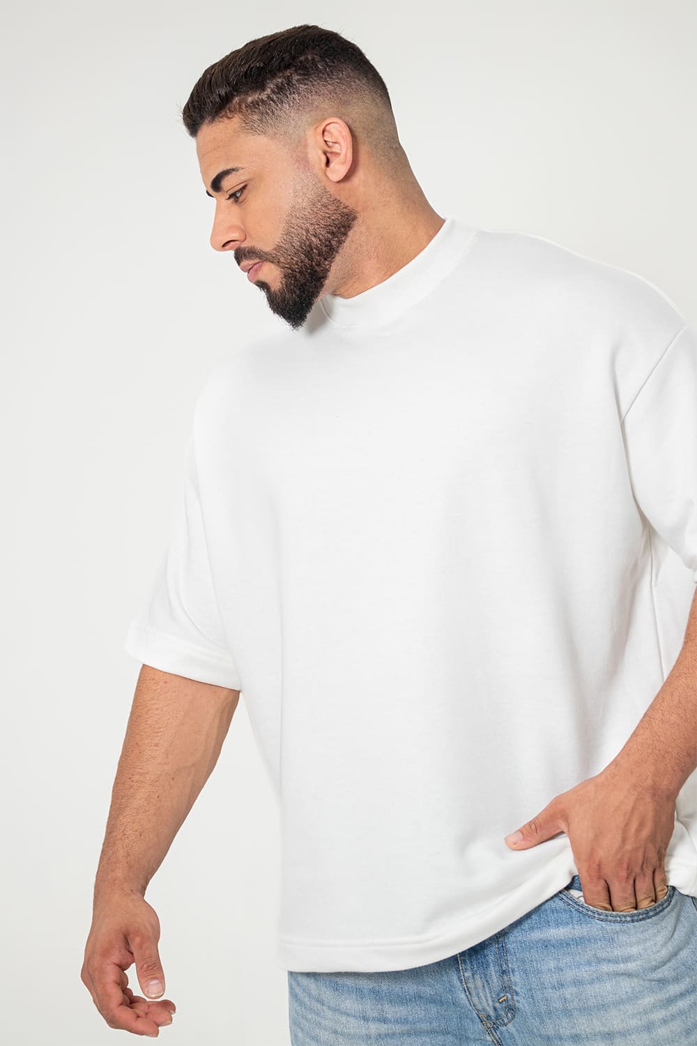 Camiseta Oversized Moletom - off white