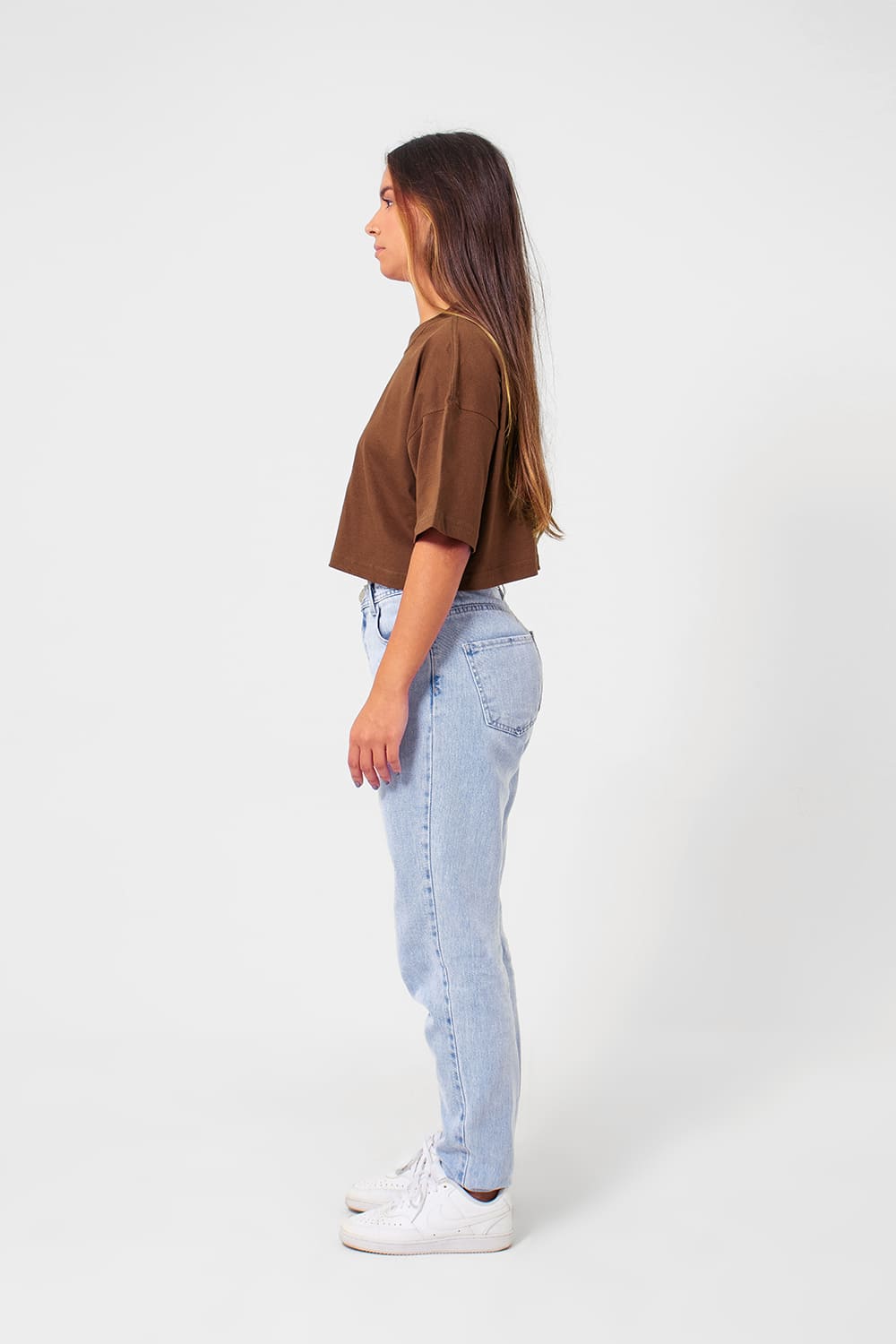 Cropped feminino basic streetwear - marrom