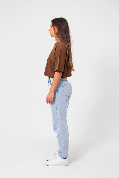 Cropped feminino basic streetwear - marrom