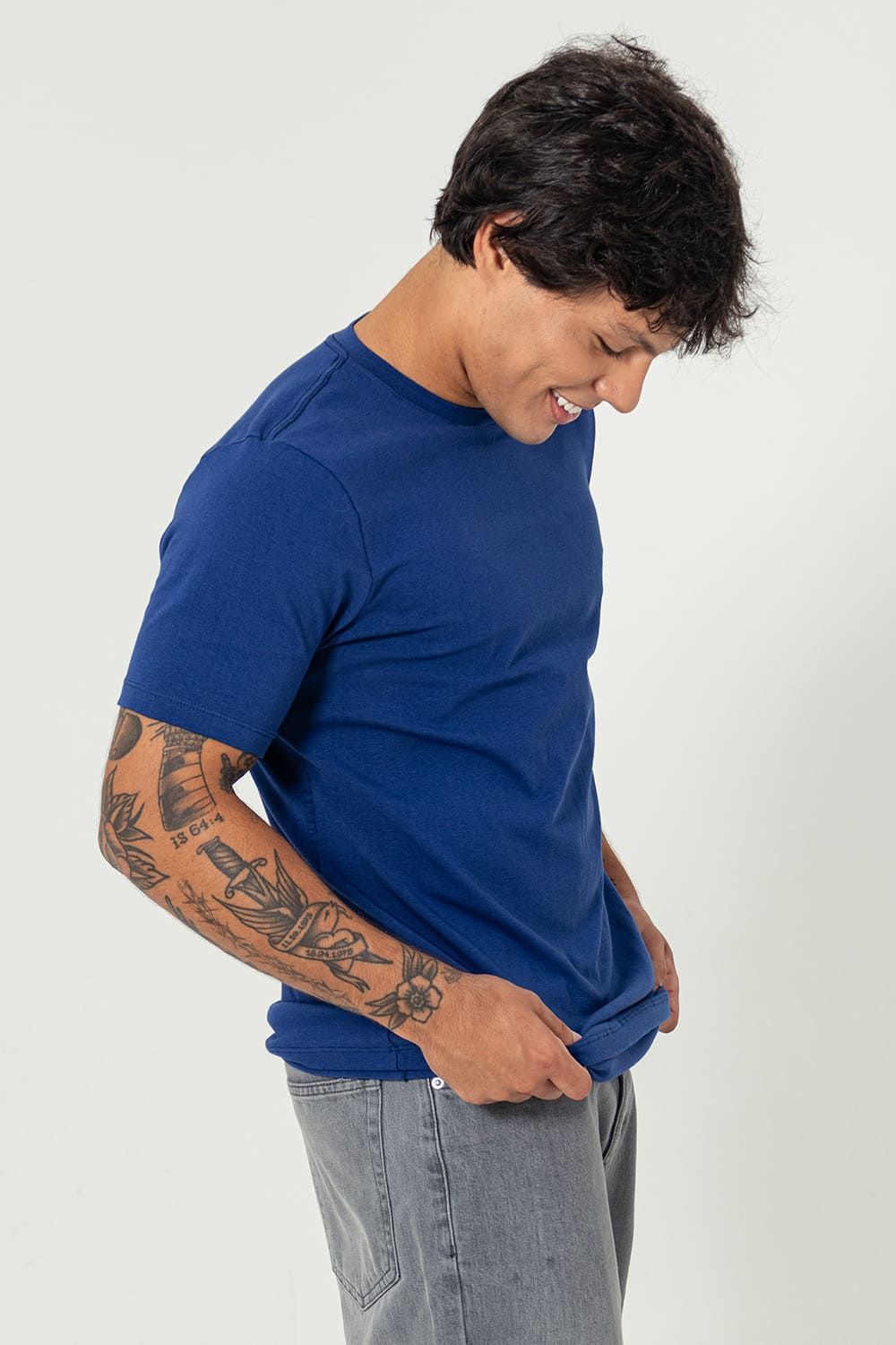 Camiseta slim Cotton - azul marinho