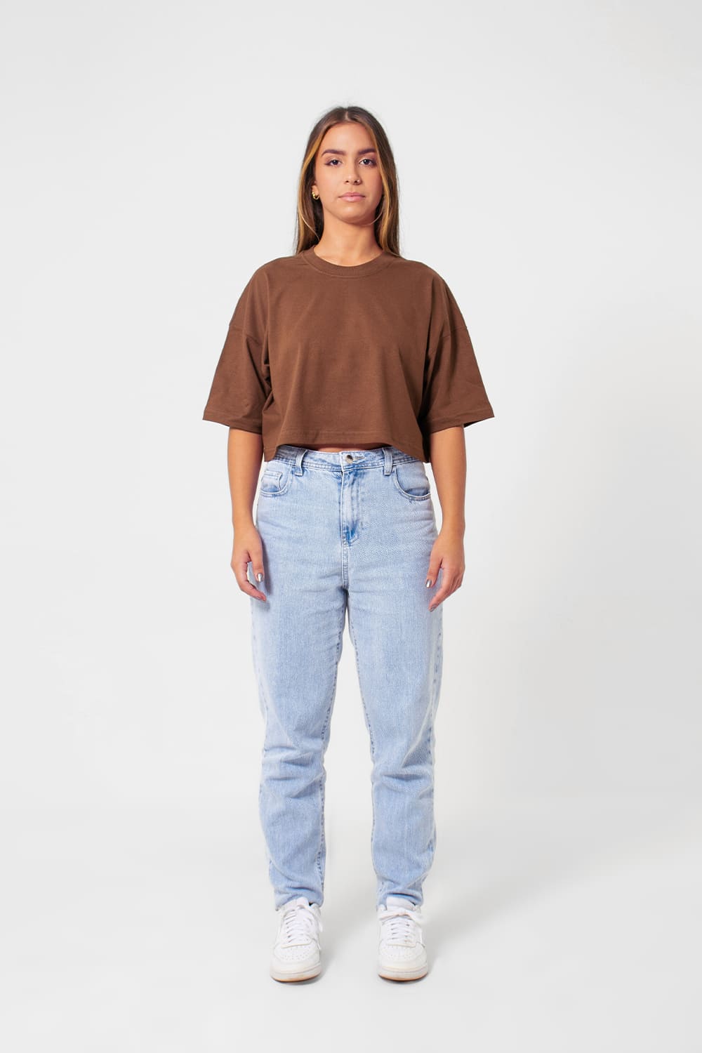 Cropped feminino basic streetwear - marrom
