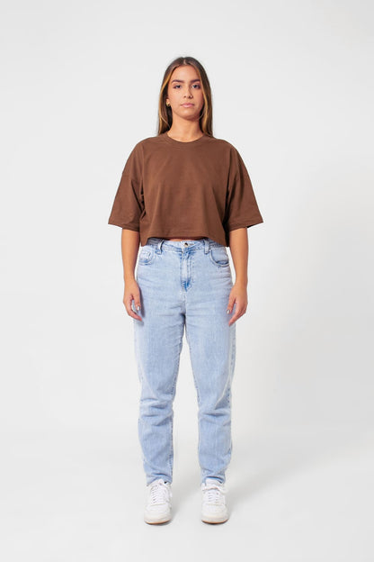 Cropped feminino basic streetwear - marrom