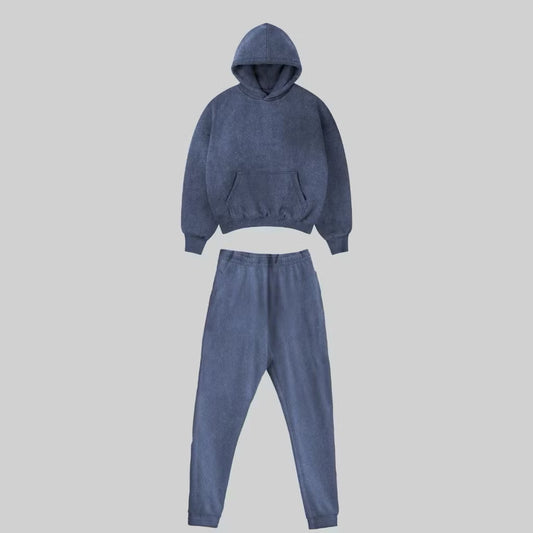 Conjunto Agasalho Moletinho Oversized - Azul Marmorizado