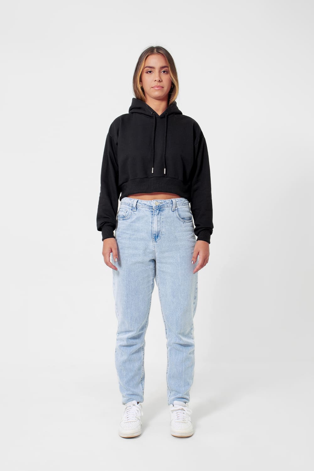 Cropped Moletom feminino 2 Cabos - Preto