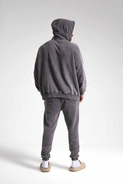 Conjunto Agasalho Moletinho Oversized - Preto Marmorizado