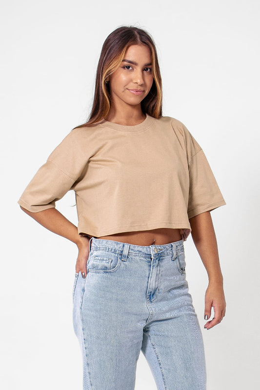 Cropped feminino basic streetwear - Bege