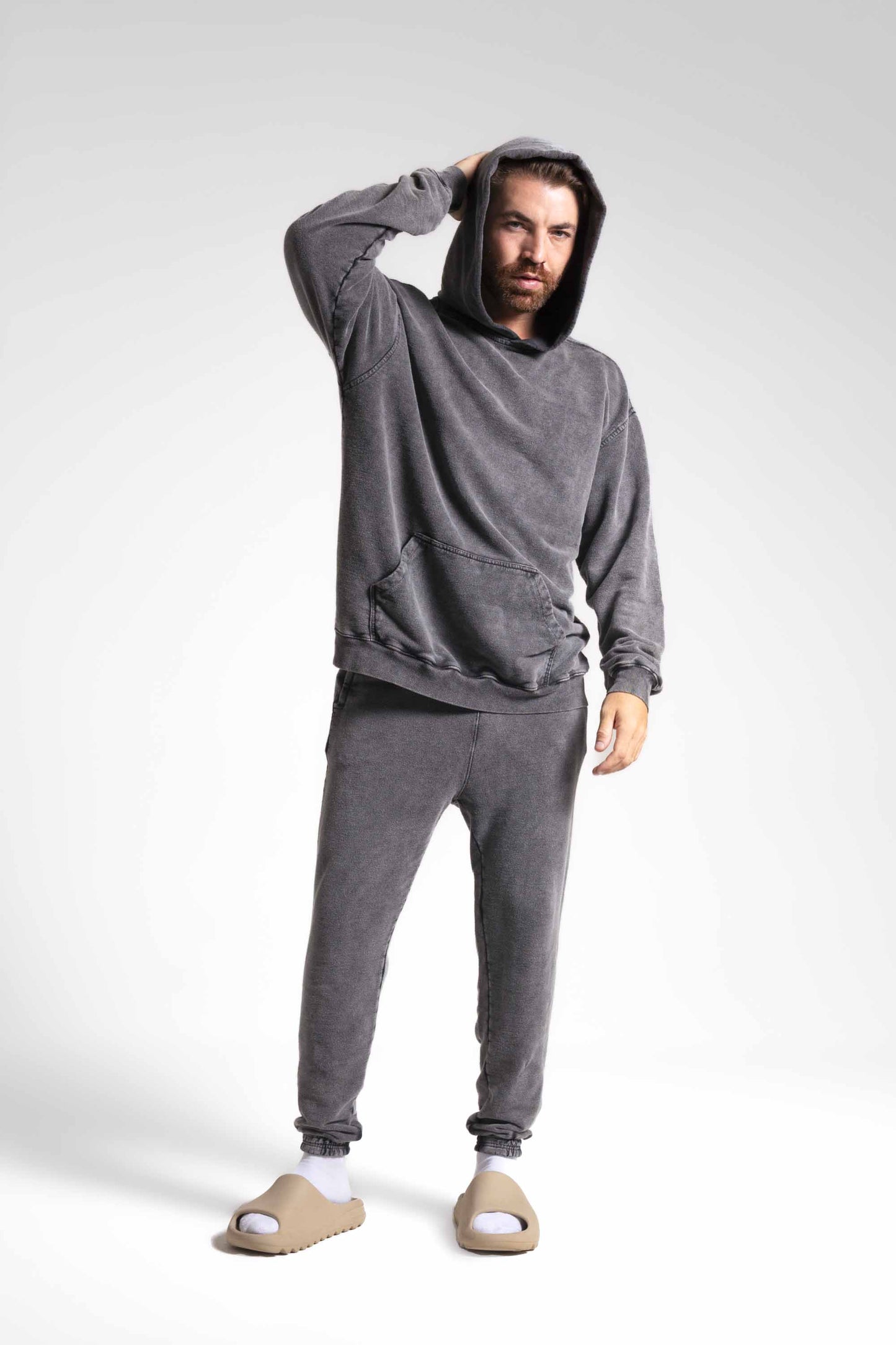Conjunto Agasalho Moletinho Oversized - Preto Marmorizado