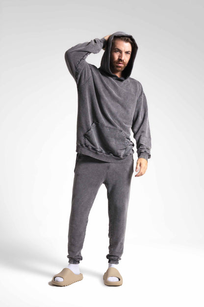 Conjunto Agasalho Moletinho Oversized - Preto Marmorizado