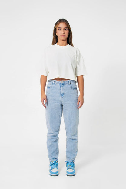 Cropped feminino basic streetwear - off white