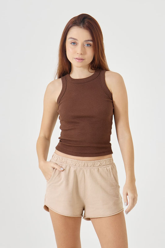 Regata canelada feminina - marrom