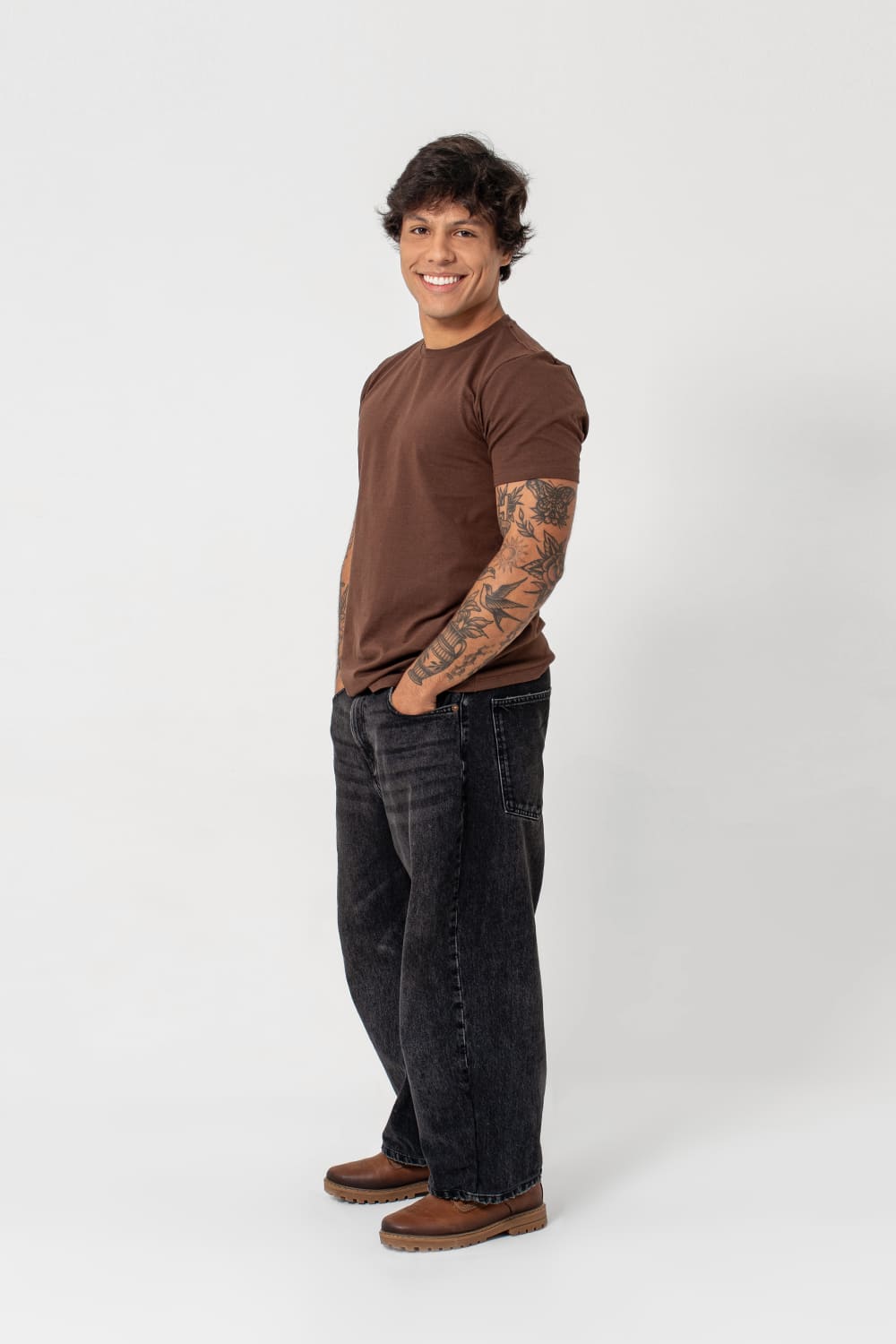 Camiseta slim Cotton - marrom