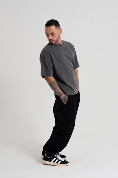￼Camiseta Heavy oversized Boxy - Chumbo