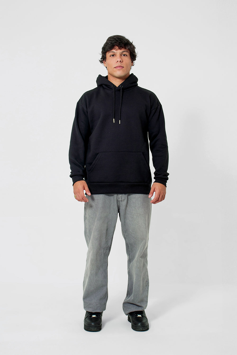 Moletom canguru 2 cabos - preto