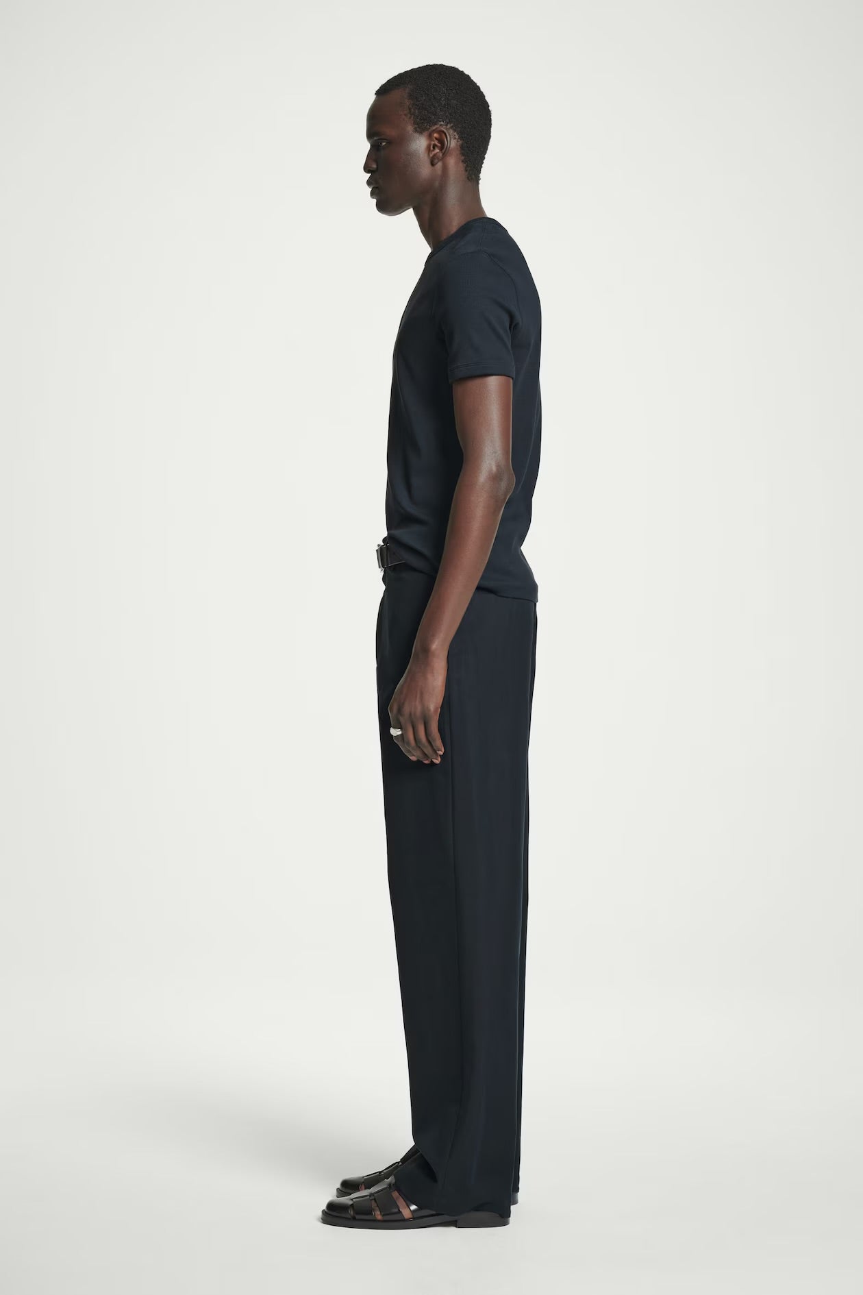 Camiseta canelada slim - preto