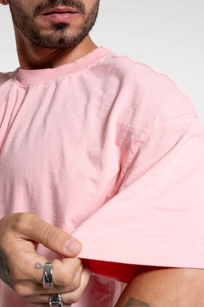 Camiseta heavy oversized boxy - Rosa crepe