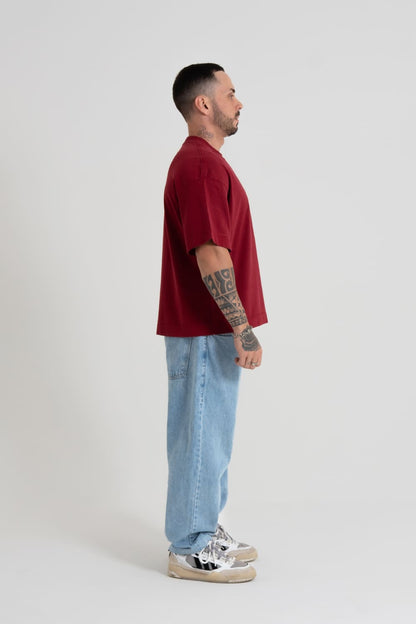 ￼Camiseta Heavy oversized Boxy - Vermelho Crepúsculo