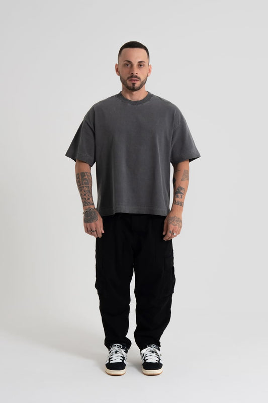 ￼Camiseta Heavy oversized Boxy - Chumbo