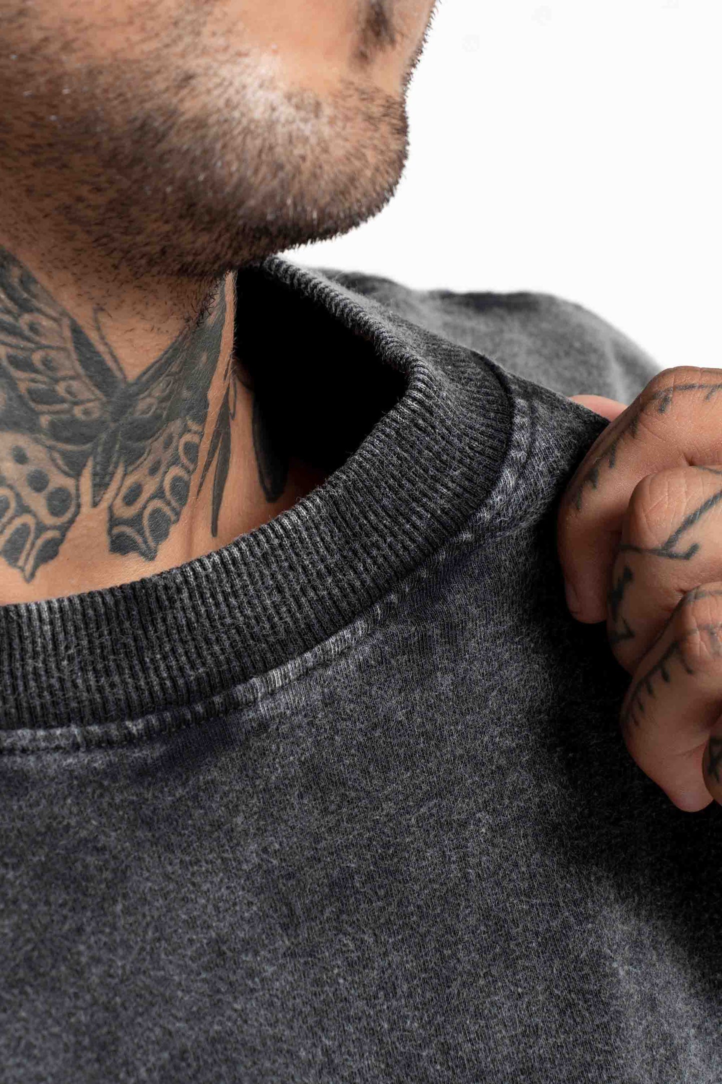 Camiseta Heavy Oversized - preto marmorizado
