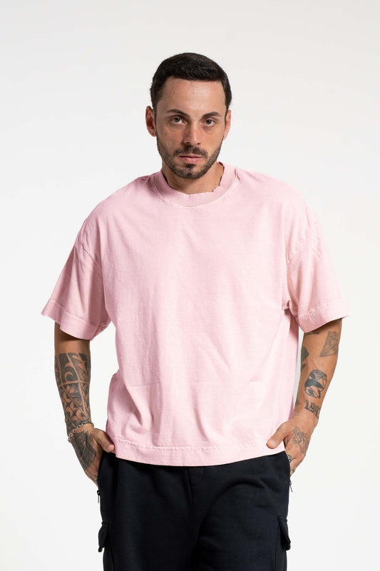 Camiseta heavy oversized boxy - Rosa crepe