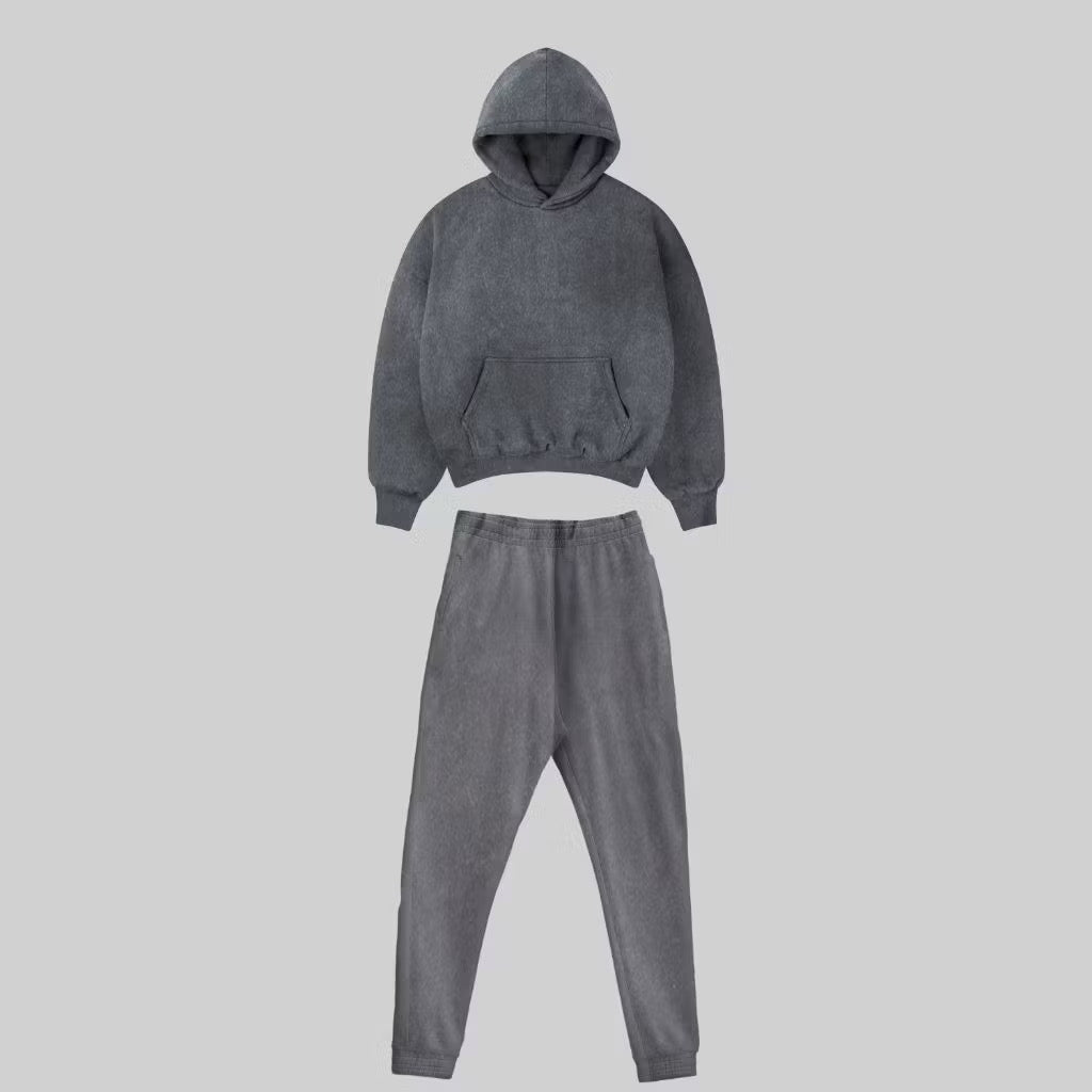 Conjunto Agasalho Moletinho Oversized - Preto Marmorizado
