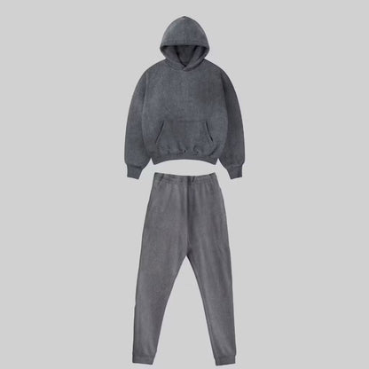Conjunto Agasalho Moletinho Oversized - Preto Marmorizado