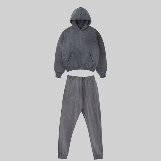 Conjunto Agasalho Moletinho Oversized - Preto Marmorizado
