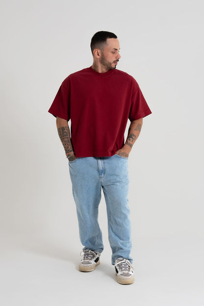 ￼Camiseta Heavy oversized Boxy - Vermelho Crepúsculo
