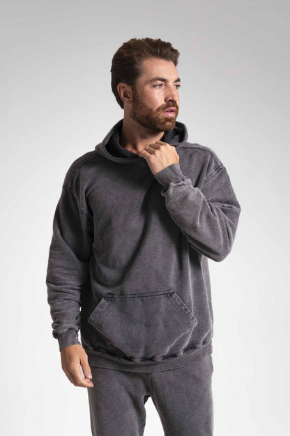 Conjunto Agasalho Moletinho Oversized - Preto Marmorizado