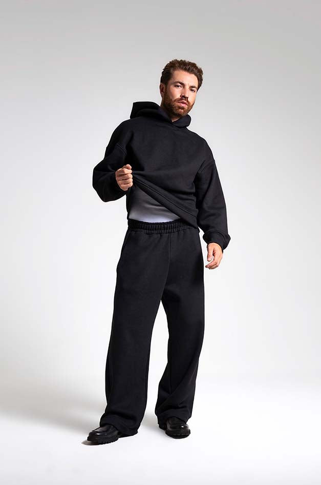 Conjunto moletom Heavy Boxy Oversized - preto