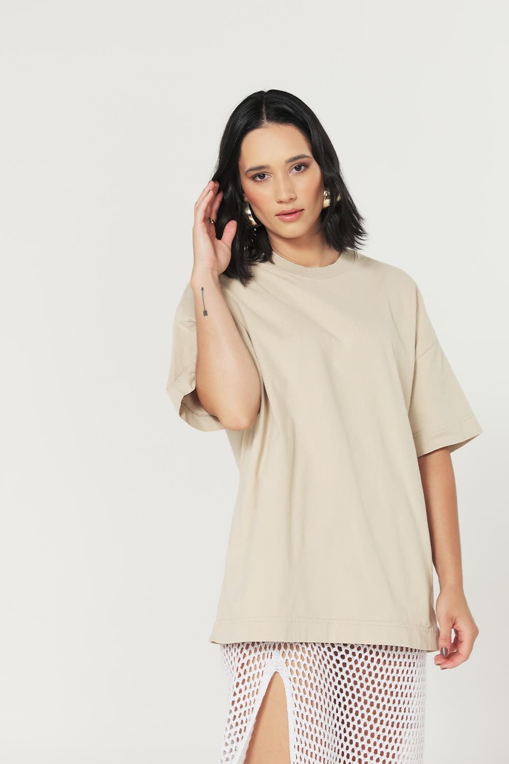 Camiseta Heavy Oversized - areia