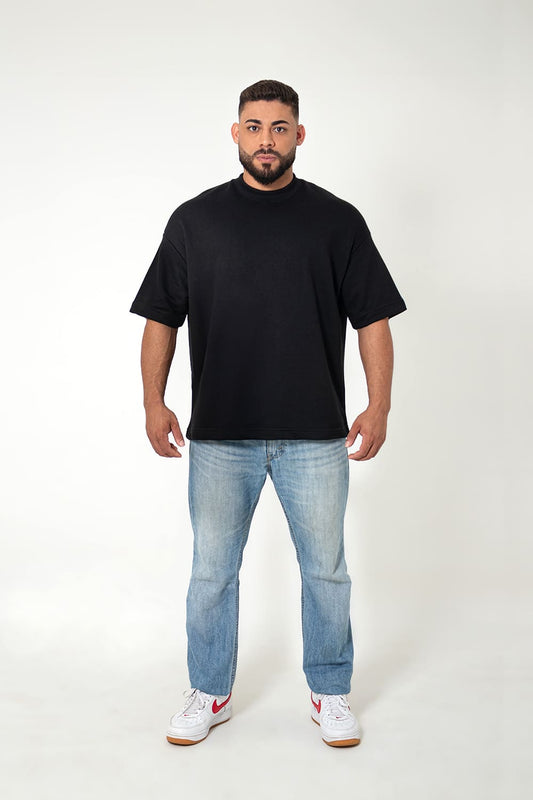 Camiseta Oversized Moletom - preto