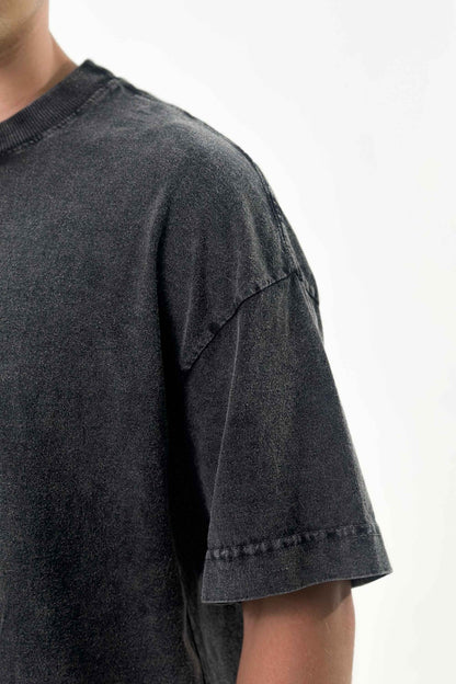Camiseta heavy oversized boxy - preto marmorizado