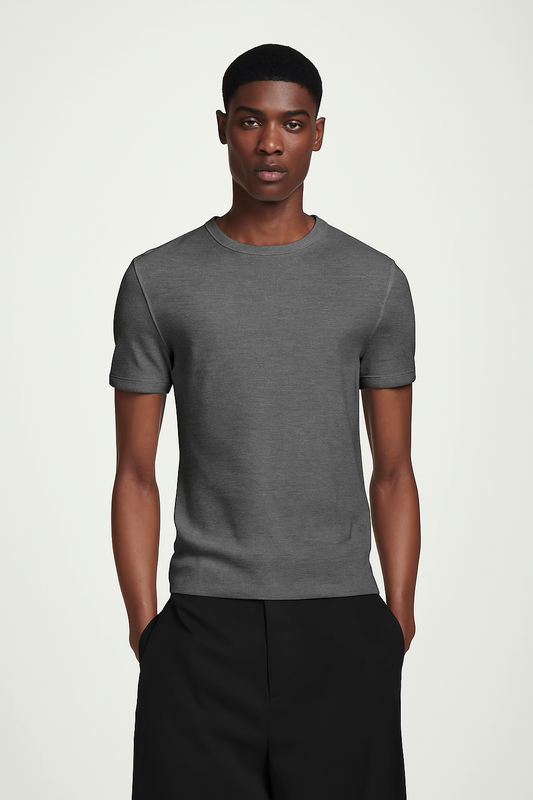 Camiseta canelada slim - cinza