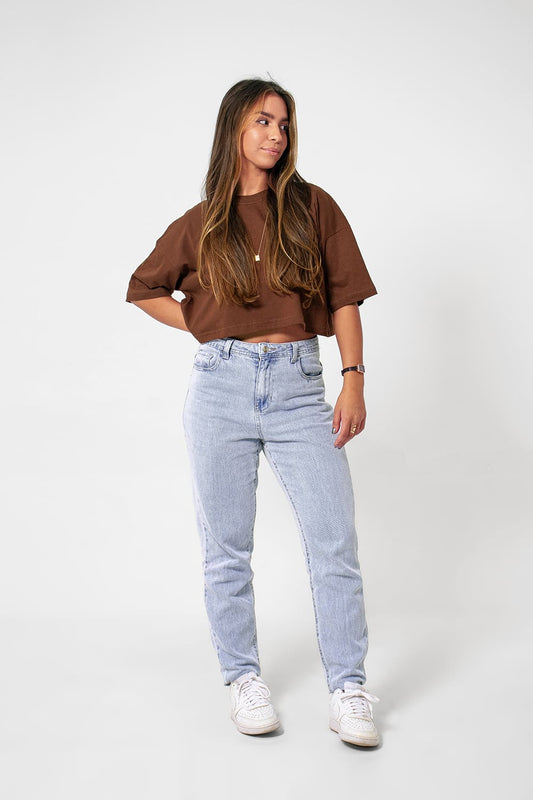 Cropped feminino basic streetwear - marrom