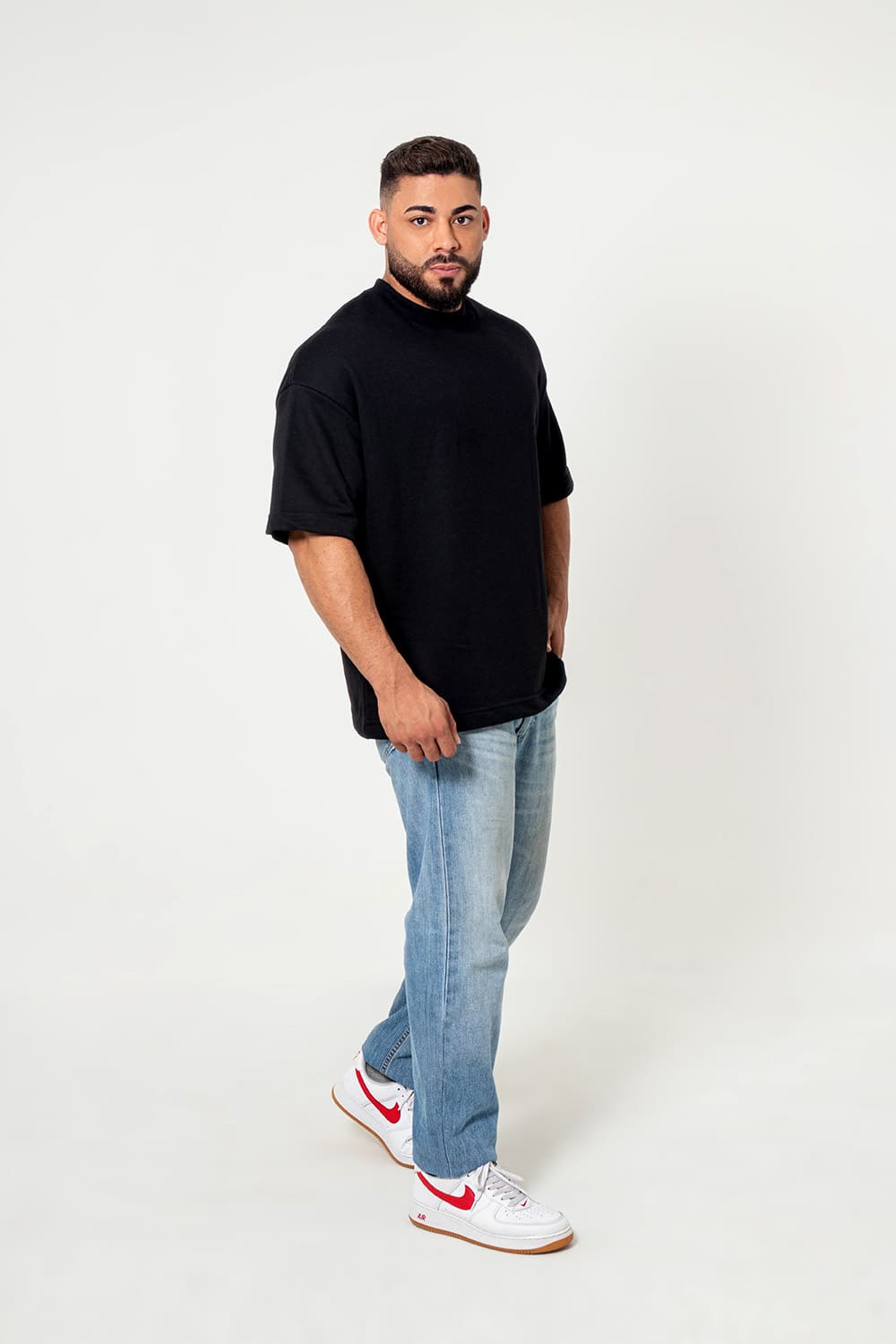 Camiseta Oversized Moletom - preto