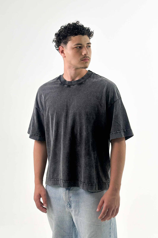 Camiseta heavy oversized boxy - preto marmorizado