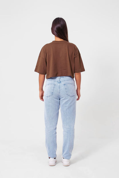 Cropped feminino basic streetwear - marrom