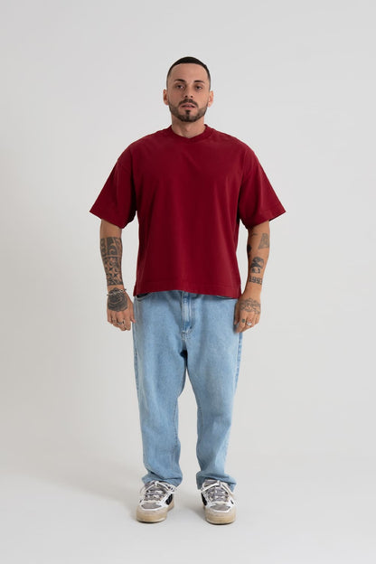 ￼Camiseta Heavy oversized Boxy - Vermelho Crepúsculo