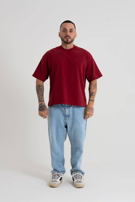 ￼Camiseta Heavy oversized Boxy - Vermelho Crepúsculo