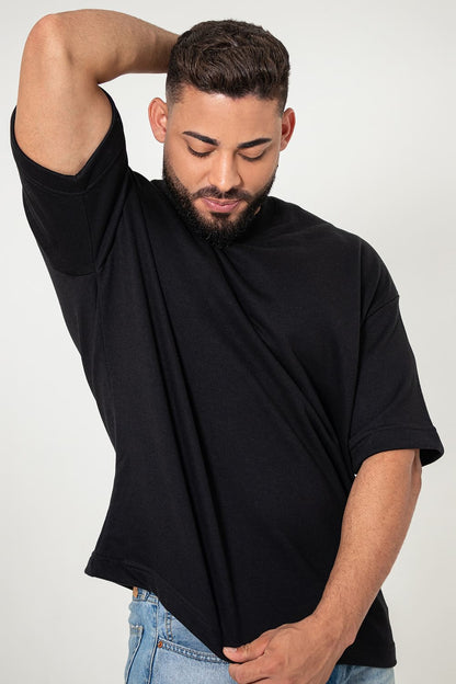 Camiseta Oversized Moletom - preto