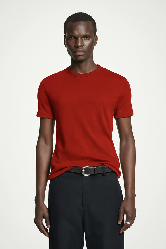 Camiseta canelada slim - vermelho