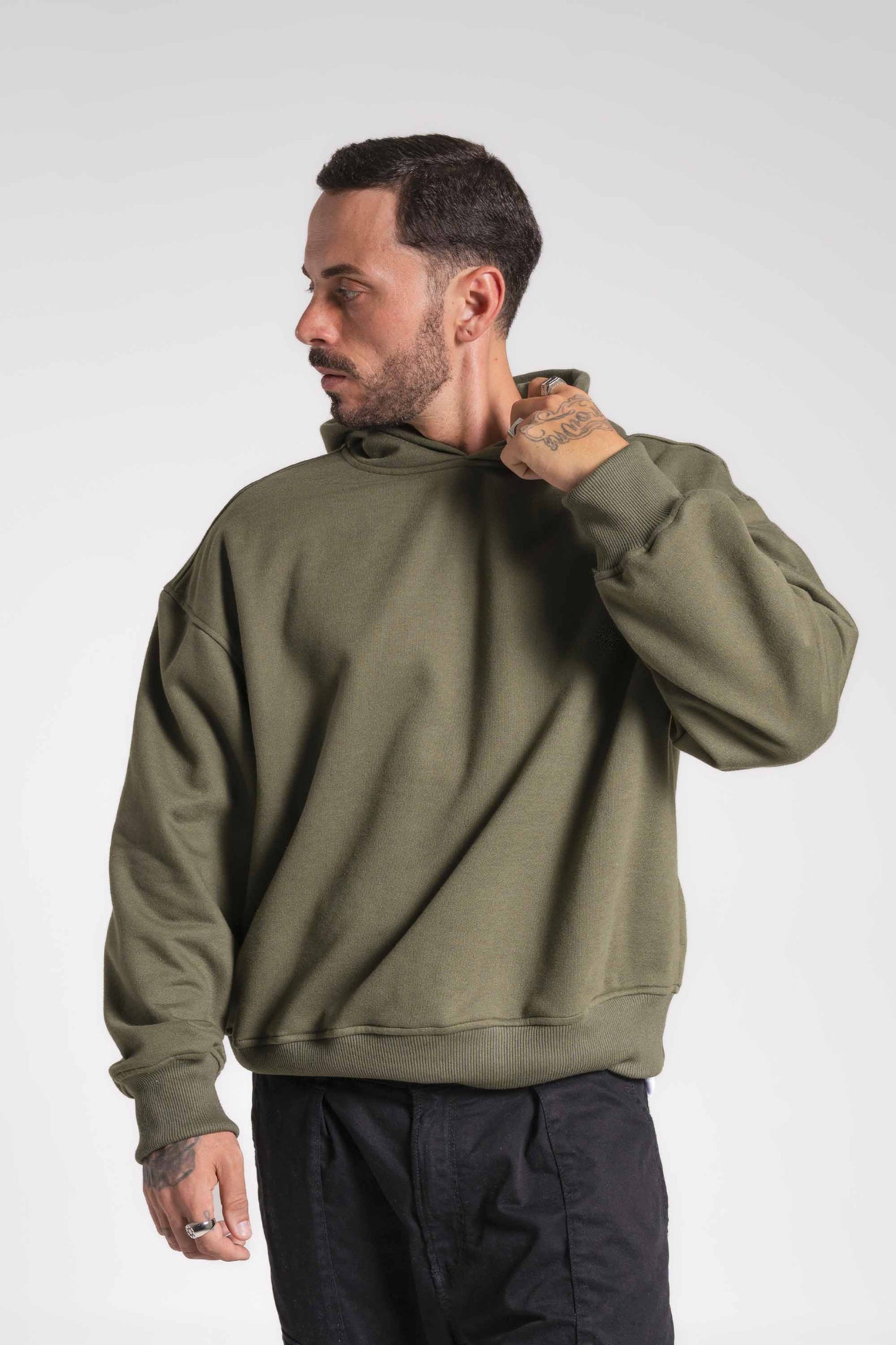 Conjunto moletom Heavy Boxy Oversized - verde militar