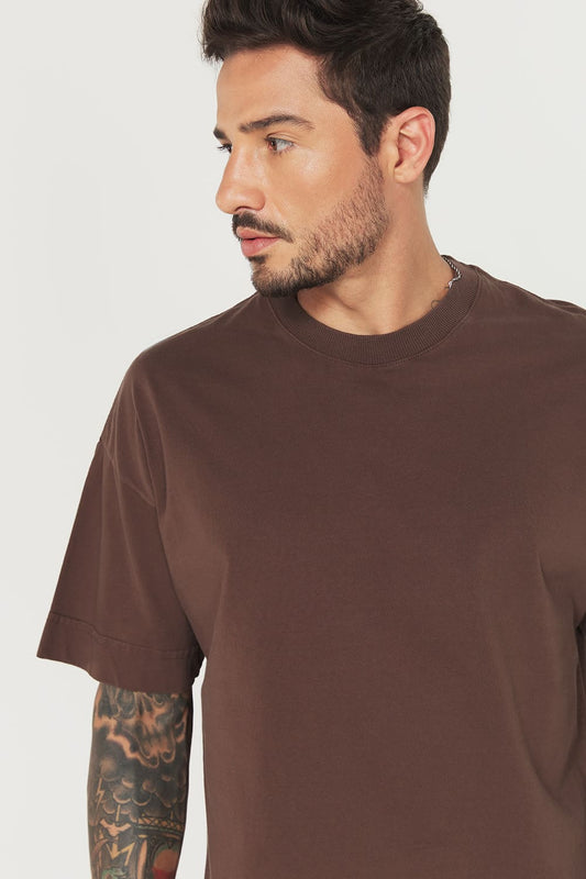 Camiseta Heavy Oversized - marrom café