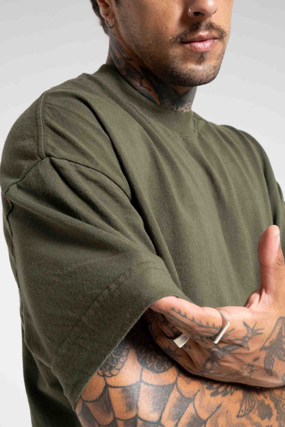 Camiseta heavy oversized boxy - verde quartzo