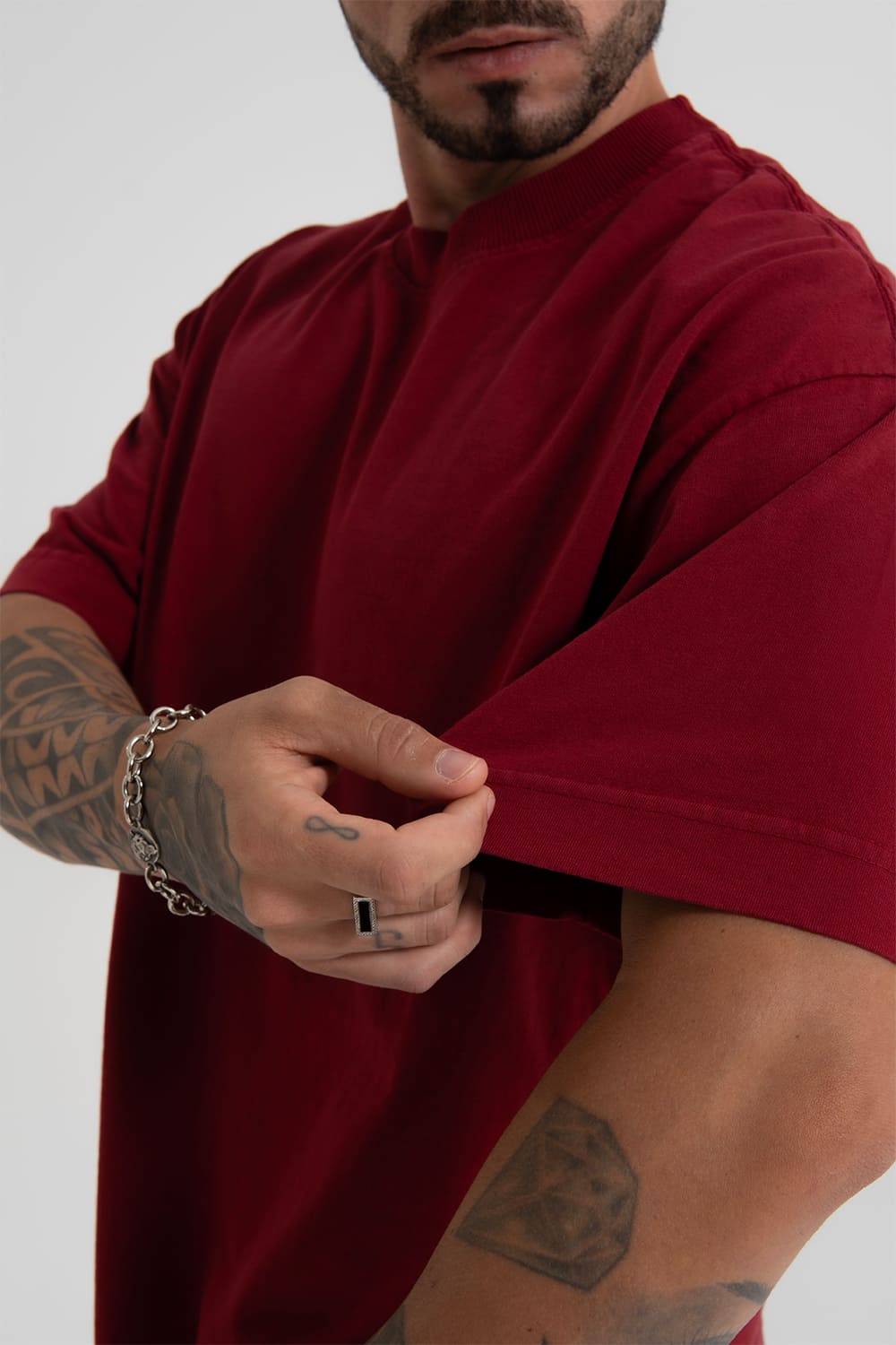 ￼Camiseta Heavy oversized Boxy - Vermelho Crepúsculo
