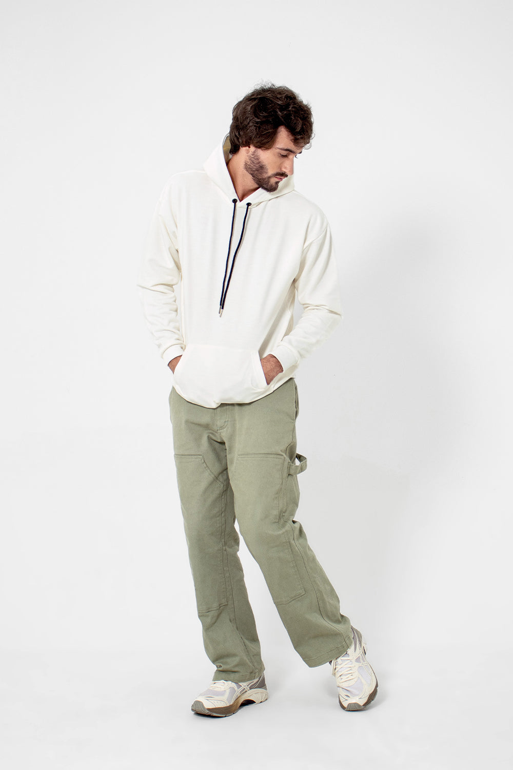 Moletom canguru 2 cabos - off withe